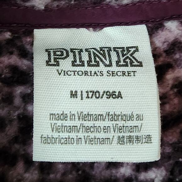 Pink Victoria's Secret Jacket Women's M Frosted Plum Sherpa Full-Zip Mock Neck - Picture 6 of 7